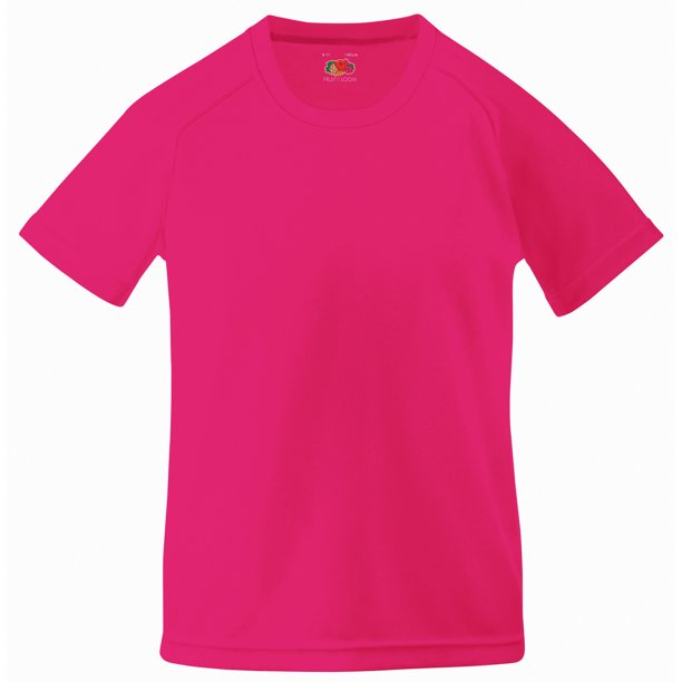 Fruit Of The Loom - Camiseta de deporte Transpirable Modelo Performance Unisex Niños Niñas - Deportes/Gimnasia/Correr (Paquete de 2) (Fucsia) Fruit of the Loom UTBC4275_fuchsia