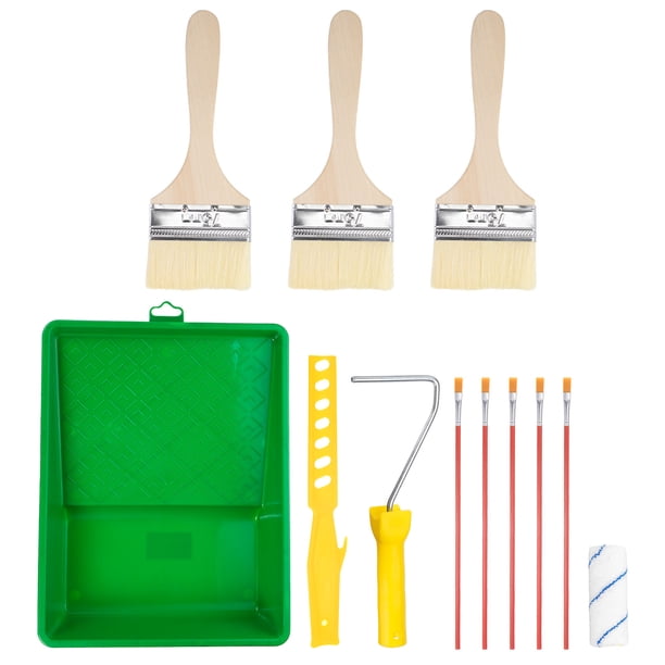 12uds Pintura Rodillo Kit, Pintura Suministros, 8" Pl?stico Bandeja, 4" Pintura Rodillo, Marco, Pintura Agitar Palo, 3" Largo Qu?mica Fibra Pintura Cepillos Unique Bargains rodillos de pintura