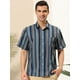 thumbnail image 2 of Lars Amadeus Camisa hawaiana de verano para hombre, manga corta, con botones, a rayas Azul negro XXL Unique Bargains Camisa, 2 of 6