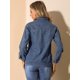 thumbnail image 5 of Chaqueta De Mezclilla Lavada Básica Con Cuello Vuelto Informal De Manga Larga Para Mujer Azul S Unique Bargains Chaqueta, 5 of 6