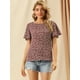 thumbnail image 4 of Blusa De Gasa Con Cuello Redondo Y Manga Corta Con Estampado De Mariposa Para Mujer Rojo oscuro XL Unique Bargains Blusa, 4 of 6
