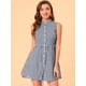thumbnail image 5 of Allegra K Vestido Camisero Sin Mangas Con Botones Y Cinturón Con Cuello De Volantes A Cuadros Para M Unique Bargains Casual, 5 of 6