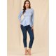 thumbnail image 3 of Tops Peplum De Otoño Con Volantes Y Estampado Floral De Manga Larga Para Mujer Azul claro M Unique Bargains Blusa, 3 of 6
