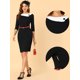 thumbnail image 2 of Allegra K Vestido De Oficina De Trabajo Ajustado Con Cinturón Y Cuello En Contraste Para Mujer Negro XL Unique Bargains Casual, 2 of 6