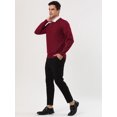 thumbnail image 3 of Suéter de punto de color sólido de manga larga con cuello redondo informal para hombre rojo L Unique Bargains Sweater, 3 of 5