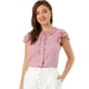 thumbnail image 1 of Allegra K Blusa De Trabajo De Algodón De Cuello De Corbata De Volante Delantero Con Botón De Manga Flutter Para Mujer Rosa claro XL Unique Bargains Camisa, 1 of 6