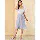 thumbnail image 2 of Allegra K Falda midi dividida con botones en la espalda y dobladillo con volantes florales para mujer Púrpura XS Unique Bargains Falda, 2 of 6