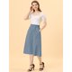 thumbnail image 2 of Allegra K Falda de algodón de cintura elástica vintage campesina para mujer Faldas médicas a media p Unique Bargains Falda, 2 of 5