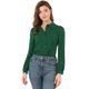 thumbnail image 2 of Allegra K Camisa De Oficina De Trabajo Con Cuello De Pajarita Para Mujer Blusa Peter Pan De Manga Larga Verde oscuro S Unique Bargains Blusa, 2 of 6