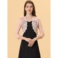 thumbnail image 3 of Top De Encogimiento De Hombros Para Mujer, Cárdigan De Encaje Floral Transparente De Manga 3/4 Rosa Unique Bargains Cárdigan, 3 of 5