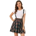 thumbnail image 1 of Falda De Tirantes Plisado A Cuadros Con Cintura Elástica Para Mujer Azul rojo M Unique Bargains Falda, 1 of 6