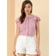 thumbnail image 3 of Allegra K Blusa De Trabajo De Algodón De Cuello De Corbata De Volante Delantero Con Botón De Manga Flutter Para Mujer Rosa claro XL Unique Bargains Camisa, 3 of 6
