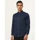 thumbnail image 3 of Camisa de vestir de manga larga con botones de color liso para hombre de negocios Azul marino XL Unique Bargains Camisa, 3 of 6