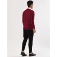 thumbnail image 4 of Suéter de punto de color sólido de manga larga con cuello redondo informal para hombre rojo L Unique Bargains Sweater, 4 of 5