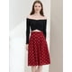 thumbnail image 3 of Allegra K Falda midi vintage de cintura alta elástica con cinturón para mujer Corazones rojos M Unique Bargains Falda, 3 of 6