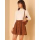 thumbnail image 2 of Minifalda de pana con cintura elástica y botones en forma de A para mujer con bolsillos laterales Caramelo XS Unique Bargains Falda, 2 of 6