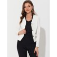 thumbnail image 3 of Elegante chaqueta de traje de oficina de trabajo sin cuello con cuello en V para mujer blanco L Unique Bargains Blazer, 3 of 4