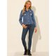 thumbnail image 3 of Chaqueta vaquera rasgada para mujer Chaquetas camionero de mezclilla lavada con cuello vuelto Azul M Unique Bargains Chaqueta, 3 of 6