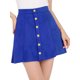 thumbnail image 1 of Falda Corta Acampanada De Cintura Alta Con Cierre De Botón De Gamuza Sintética Para Mujer Azul L Unique Bargains Falda, 1 of 6