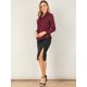 thumbnail image 4 of Allegra K Blusa de estrellas con lunares brillantes dorados de manga larga metálica vintage para mujer borgo?a XS Unique Bargains Blusa, 4 of 6