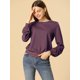 thumbnail image 3 of Suéter Tipo Jersey Acanalado Con Mangas De Farol Clásico Para Mujer Púrpura S Unique Bargains Suéter, 3 of 6