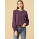 thumbnail image 2 of Suéter Tipo Jersey Acanalado Con Mangas De Farol Clásico Para Mujer Púrpura S Unique Bargains Suéter, 2 of 6