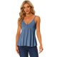 thumbnail image 1 of Camiseta sin mangas informal con cuello en V y tirantes finos sin espalda para mujer Azul XS Unique Bargains Blusa, 1 of 5