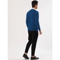 thumbnail image 4 of Suéter de punto de manga larga con cuello en V de color sólido clásico para hombre Azul L Unique Bargains Sweater, 4 of 5