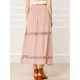 thumbnail image 5 of Falda Maxi Con Encaje Y Cintura Elástica Vintage Swing A-Line Para Mujer Rosa L Unique Bargains Falda, 5 of 6