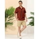 thumbnail image 4 of Camisa a rayas de verano para hombre Camisa con cuello abotonado y mangas cortas con bloques de color Negro Rojo S Unique Bargains Camisa, 4 of 6