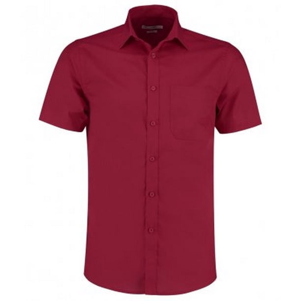 Kustom Kit - Camisa entallada de popelín y manga corta para hombre (Clarete) Kustom Kit UTPC3072_claret