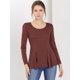 thumbnail image 3 of Camisa Básica De Manga Larga Con Cuello Redondo Y Peplum Informal Para Mujer Caramelo L Unique Bargains Camisa, 3 of 6