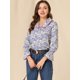 thumbnail image 2 of Allegra K Blusa con cuello Peter Pan para mujer, blusa de gasa de manga larga con botones en contras Unique Bargains Blusa, 2 of 6