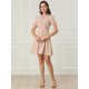 thumbnail image 3 of Allegra K Vestido Floral Acampanado Ajustado Manga De Soplo Botón De Decoración Cuello V Para Mujer Unique Bargains body, 3 of 6