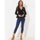 thumbnail image 3 of Allegra K Blusa informal de manga larga con cuello en V y lazo en la cintura para mujer Negro XL Unique Bargains Blusa, 3 of 5