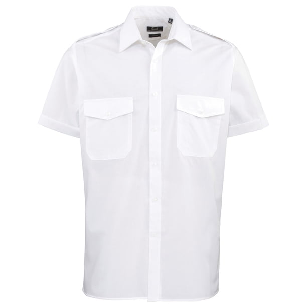 Premier - Camisa lisa de manga corta de caballero/hombre Diseño piloto - Trabajo/Fiesta/Restaurante Premier UTRW1086_white