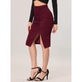 thumbnail image 4 of Faldas Ceñidas Al Cuerpo Para Mujer Falda Lápiz Fruncida Midi Rojo oscuro M Unique Bargains Falda, 4 of 6