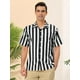 thumbnail image 2 of Camisa a rayas de verano para hombre Camisa con cuello abotonado y mangas cortas con bloques de colo Unique Bargains Camisa, 2 of 6