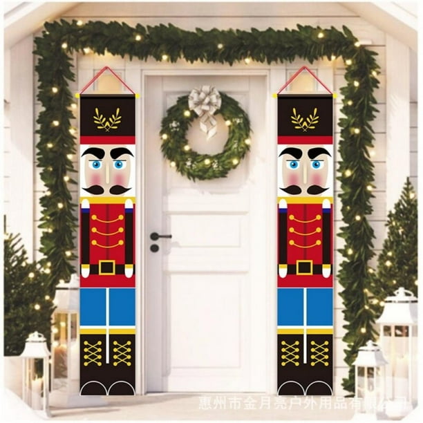 Decoración navideña de cascanueces, decoración navideña al aire libre, tamaño real, modelo de soldado, carteles de cascanueces para puerta de entrada, porche, jardín, interior, exterior Monstrate SH1104-370