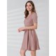 thumbnail image 4 of Vestido Acampanado Vintage Cuello V Manga Cort Lunares Para Mujer Rosa XS Unique Bargains Vestido, 4 of 6
