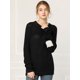 thumbnail image 2 of Allegra K Suéter Suelto Para Mujer Caída Del Hombro Parche De Codo De Gato Negro XL Unique Bargains Suéter, 2 of 6