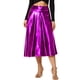 thumbnail image 1 of Falda Midi Holográfica Plisada Acampanada De Cintura Alta Metalizada Brillante Para Mujer Púrpura S Unique Bargains Falda, 1 of 5