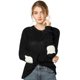 thumbnail image 1 of Allegra K Suéter Suelto Para Mujer Caída Del Hombro Parche De Codo De Gato Negro XL Unique Bargains Suéter, 1 of 6