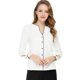 thumbnail image 1 of Allegra K Blusa Top Elegante Cuello En V Recorte De Contraste Mangas Largas De Botón Para Mujeres Blanquecino S Unique Bargains Blusa, 1 of 6