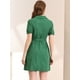 thumbnail image 5 of Vestido Camisero Con Botones Y Cinturón De Manga Corta Y Solapa Vintage Para Mujer Verde oscuro XL Unique Bargains vestidos costura lateral bolsillo fruncido puño cintura definida sinch, 5 of 6