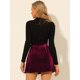 thumbnail image 4 of Allegra K Minifalda De Terciopelo De Línea A Con Decoración De Botones De Cintura Alta Para Mujer Bo Unique Bargains Falda, 4 of 6
