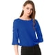 thumbnail image 4 of Allegra K Top de blusa sólida con botones y volantes de media manga con orificios casuales para muje Unique Bargains Blusa, 4 of 6