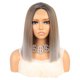 thumbnail image 1 of Unique Bargains Pelucas delanteras de encaje para mujer 14" Marr?n degradado Gris Cabello medio largo liso con gorra de peluca Unique Bargains pelucas de reemplazo de cabello, 1 of 8