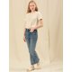 thumbnail image 3 of Allegra K Blusa Bordada Con Cuello Redondo Plisado Manga Raglán Informal Para Mujer Beige XS Unique Bargains Blusa, 3 of 6