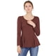 thumbnail image 1 of Camisa Básica De Manga Larga Con Cuello Redondo Y Peplum Informal Para Mujer Caramelo L Unique Bargains Camisa, 1 of 6